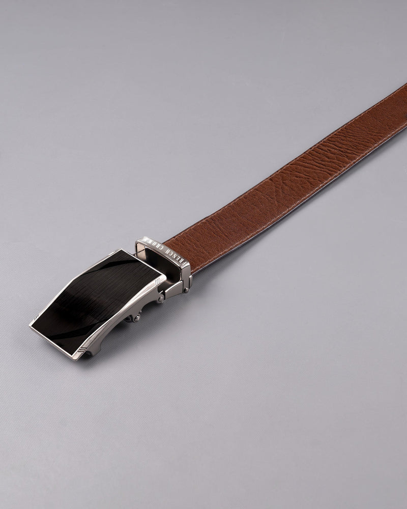 Matt Grey with Jade black Patterned No hole buckle Reversible Black and Brown Vegan Leather Handcrafted Belt BT040-28, BT040-30, BT040-32, BT040-34, BT040-36, BT040-38