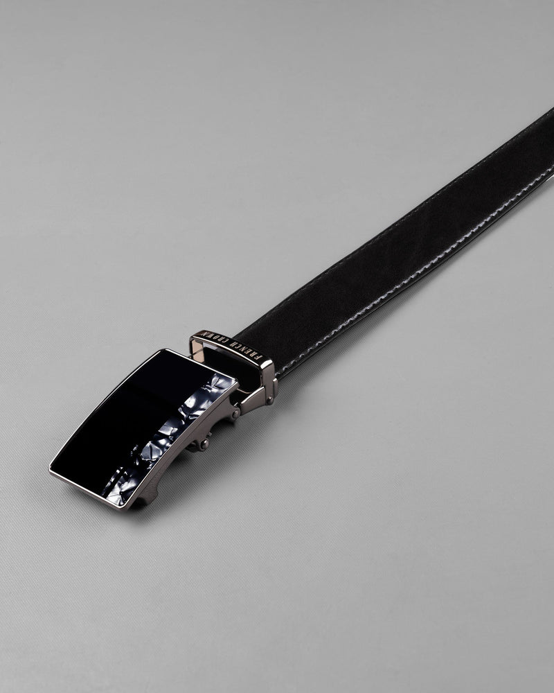 Matt Grey with Jade black Marble Patterned No hole buckle Reversible Black and Brown Vegan Leather Handcrafted Belt BT041-28, BT041-30, BT041-32, BT041-34, BT041-36, BT041-38