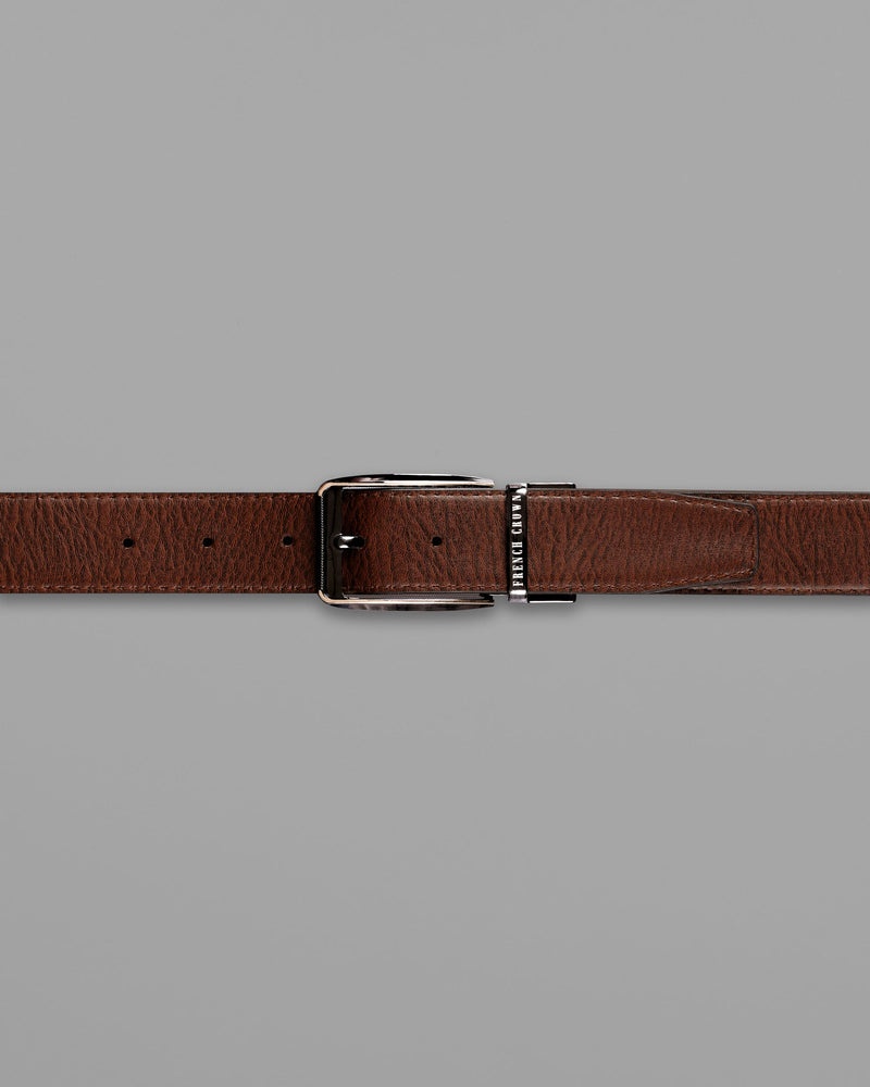 Glossy Grey with golden Patterned buckle Reversible Black and Brown Vegan Leather Handcrafted Belt BT042-28, BT042-30, BT042-32, BT042-34, BT042-36, BT042-38