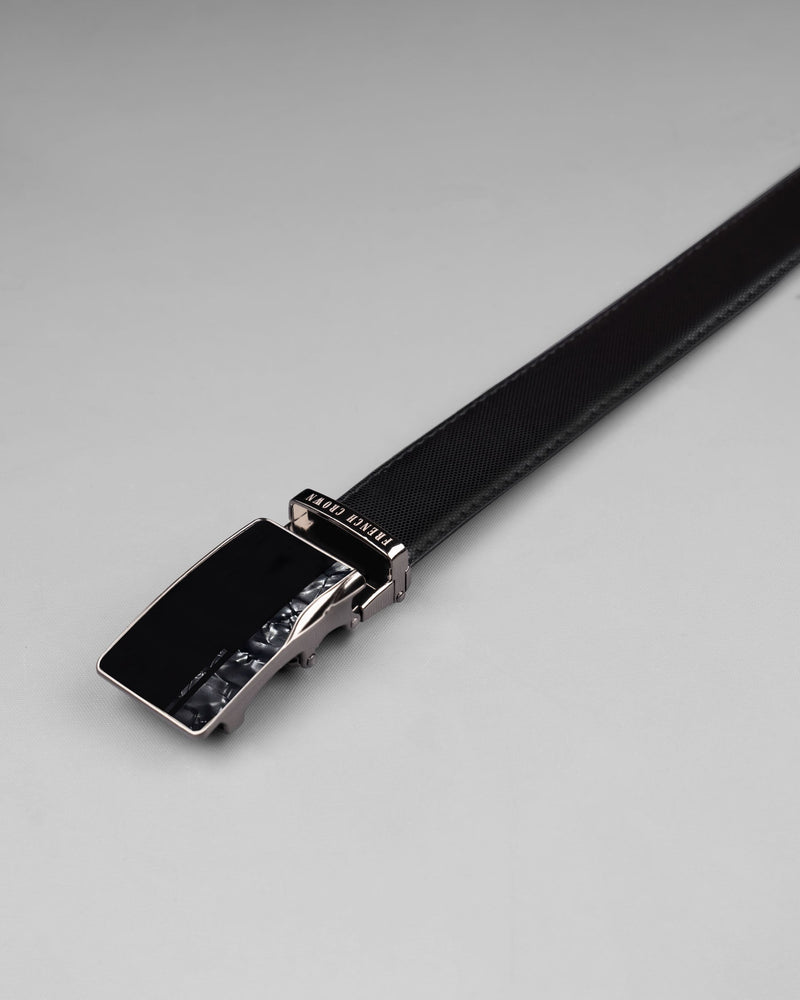 Matt Grey with Jade black Marble Patterned No hole buckle Reversible Black and Brown Vegan Leather Handcrafted Belt BT043-28, BT043-30, BT043-32, BT043-34, BT043-36, BT043-38