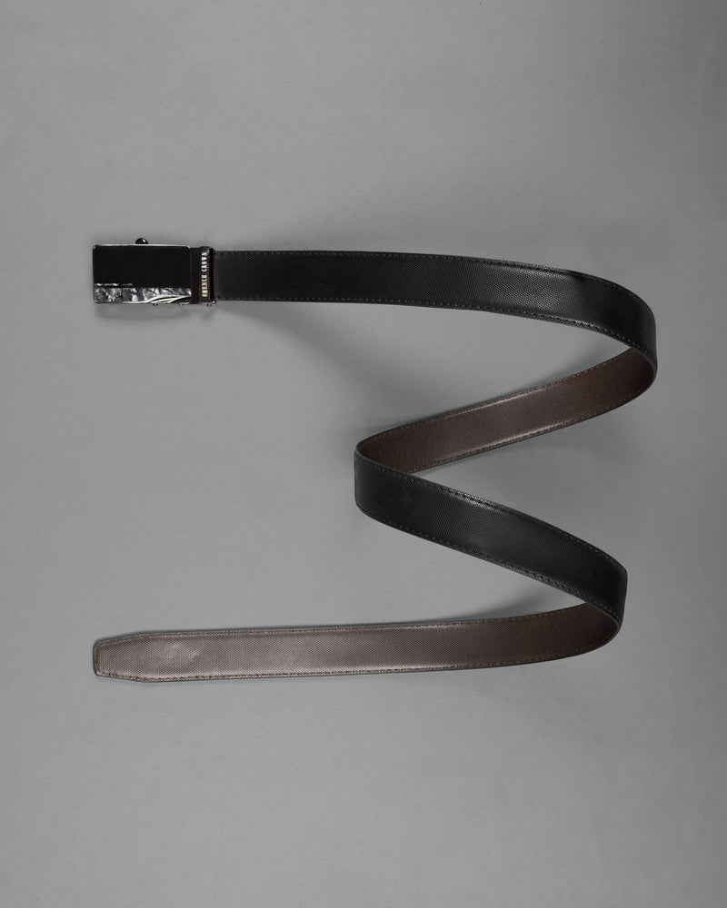 Matt Grey with Jade black Marble Patterned No hole buckle Reversible Black and Brown Vegan Leather Handcrafted Belt BT043-28, BT043-30, BT043-32, BT043-34, BT043-36, BT043-38