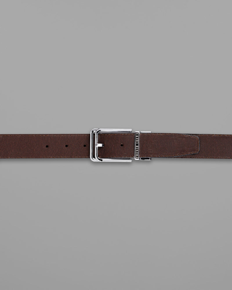 Silver buckled Reversible jade Black and Brown Vegan Leather Handcrafted Belt BT046-28, BT046-30, BT046-32, BT046-34, BT046-36, BT046-38