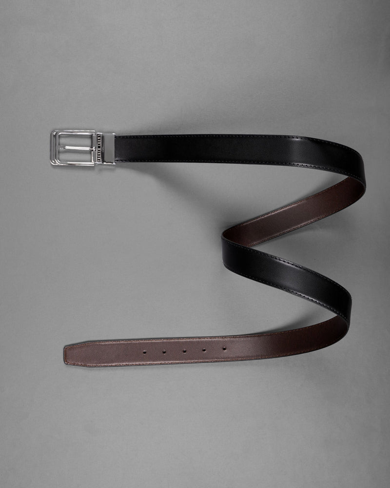 Silver buckled Reversible jade Black and Brown Vegan Leather Handcrafted Belt BT046-28, BT046-30, BT046-32, BT046-34, BT046-36, BT046-38