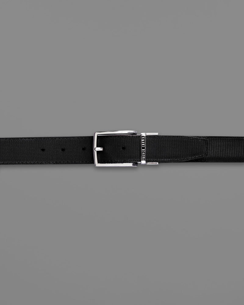 Silver  buckled Subtle Textured Reversible jade Black and Brown Vegan Leather Handcrafted Belt BT048-28, BT048-30, BT048-32, BT048-34, BT048-36, BT048-38