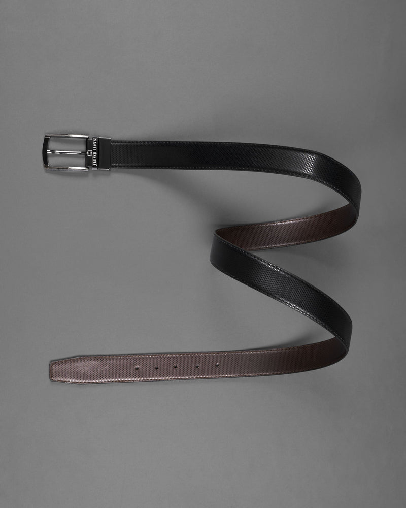 Glossy Grey with Golden buckled Reversible jade Black and Brown Vegan Leather Handcrafted Belt BT049-28, BT049-30, BT049-32, BT049-34, BT049-36, BT049-38