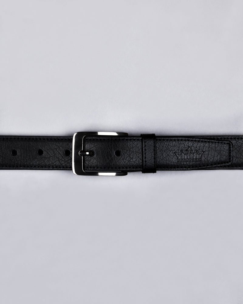 Jade Black Slight Textured Vegan Leather Handcrafted Belt BT15-32, BT15-34, BT15-36, BT15-28, BT15-30, BT15-38