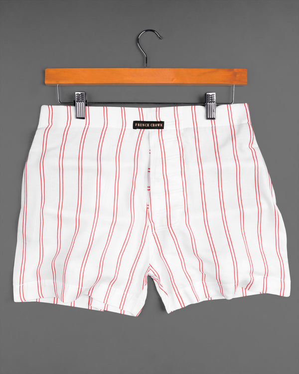 Bright White With Leopard Printed and Bright White Striped Premium Tencel Boxers BX397-28, BX397-30, BX397-32, BX397-34, BX397-36, BX397-38, BX397-40, BX397-42, BX397-44