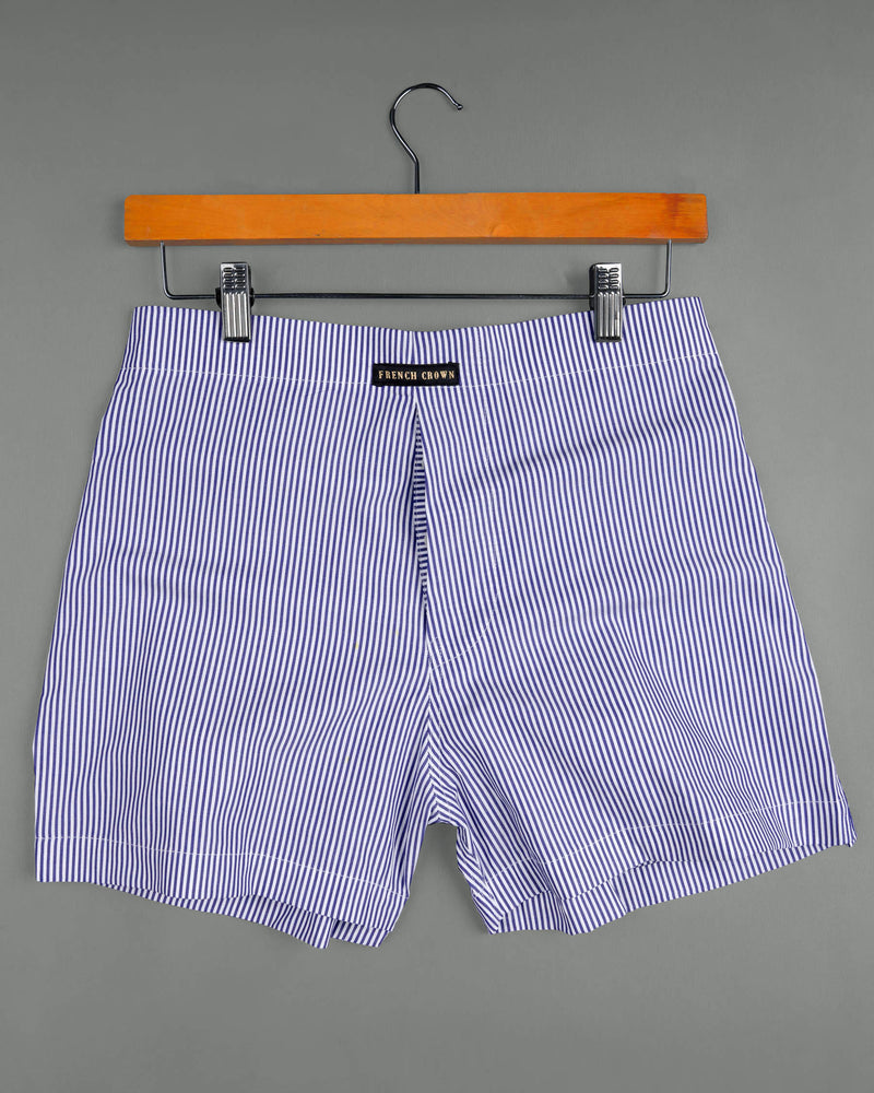 Moonstone Blue Oxford and Chambray Blue and White Pin Striped Premium Cotton Boxers BX400-28, BX400-30, BX400-32, BX400-34, BX400-36, BX400-38, BX400-40, BX400-42, BX400-44