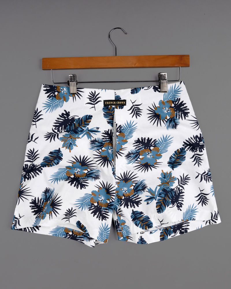 Bright White and Baltic Sea Tropical Printed Twill with Martini Gray Printed Oxford Boxers