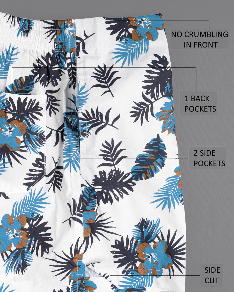 Bright White and Baltic Sea Tropical Printed Twill with Martini Gray Printed Oxford Boxers BX420-28, BX420-30, BX420-32, BX420-34, BX420-36, BX420-38, BX420-40, BX420-42, BX420-44