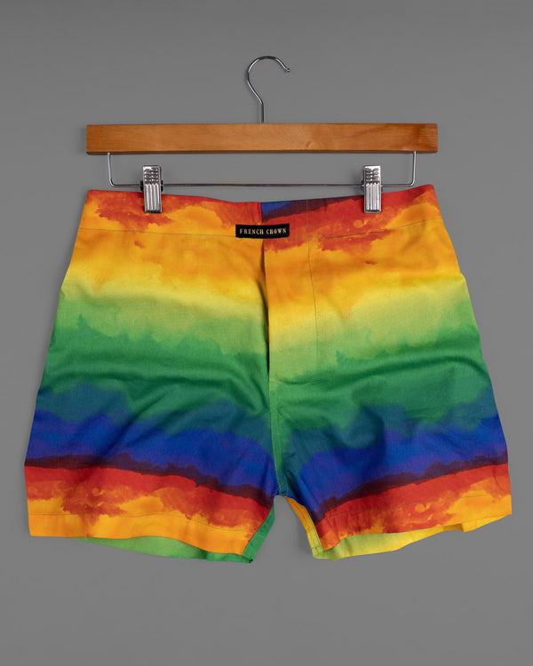 Cloud Burst Navy Blue Printed and Rainbow Colored Cotton Boxers