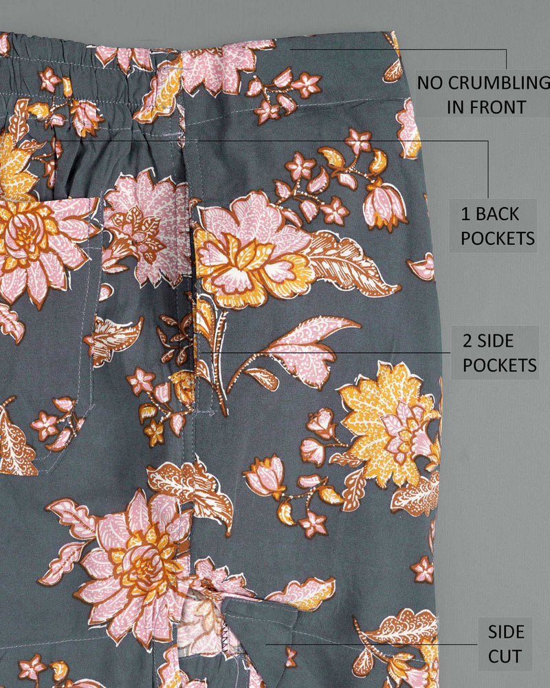 Atomic Gray Floral Printed Contessa Orange Marble Printed Premium Tencel Boxers BX425-28, BX425-30, BX425-32, BX425-34, BX425-36, BX425-38, BX425-40, BX425-42, BX425-44