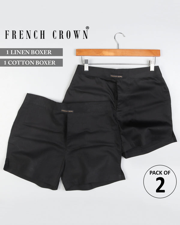 Black Giza Cotton and Black Premium Linen Boxers BX250-34, BX250-30, BX250-38, BX250-40, BX250-42, BX250-36, BX250-44, BX250-28, BX250-32