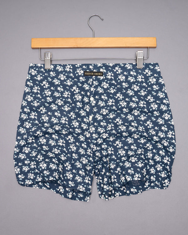 Firod Blue Printed Tencel and Alabaster Plaid Premium Cotton Boxers