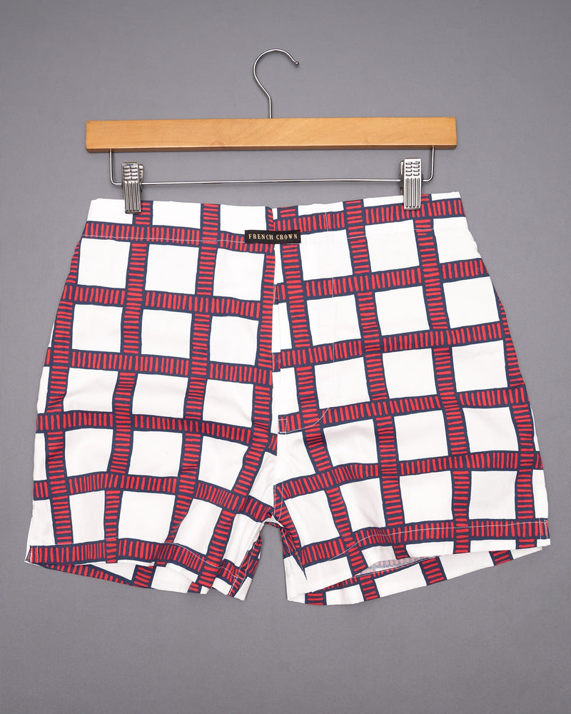 Firod Blue Printed Tencel and Alabaster Plaid Premium Cotton Boxers