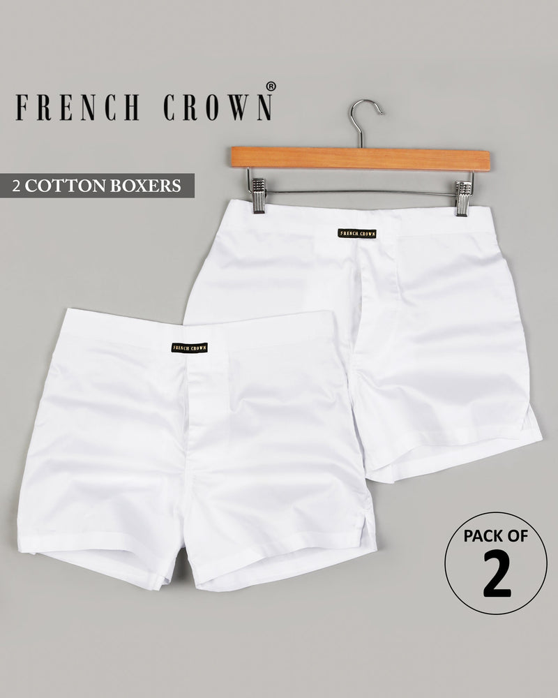 Two White Giza Cotton Boxers BX043-32, BX043-28, BX043-30, BX043-40, BX043-36, BX043-34, BX043-38, BX043-42, BX043-44