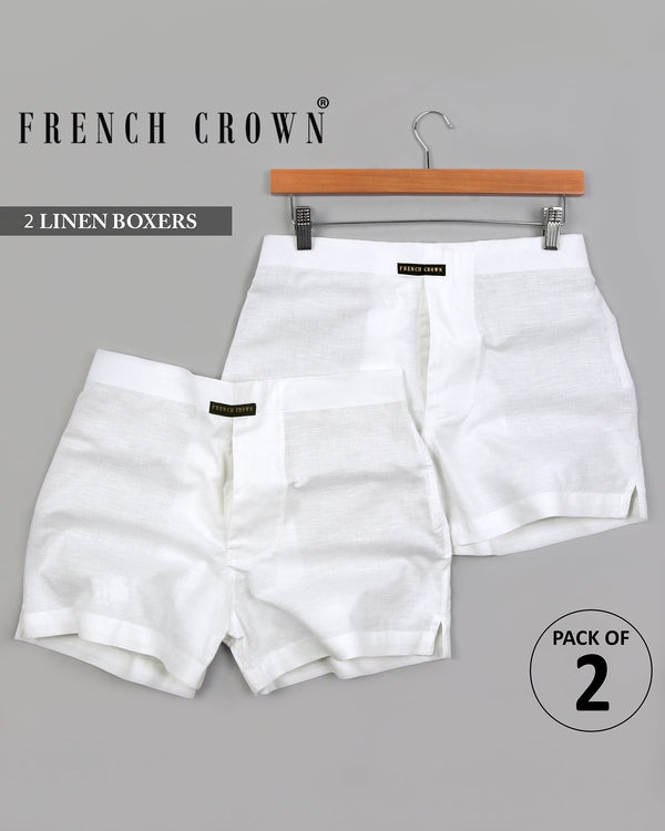 Two White Premium Linen Boxers BX045-44, BX045-28, BX045-36, BX045-42, BX045-30, BX045-34, BX045-38, BX045-40, BX045-32