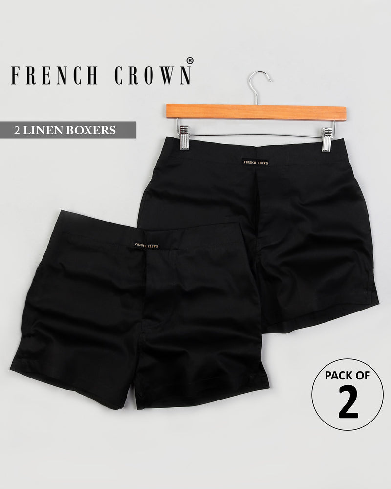 Two Black Premium Linen Boxers BX046-28, BX046-32, BX046-38, BX046-40, BX046-30, BX046-42, BX046-36, BX046-44, BX046-34