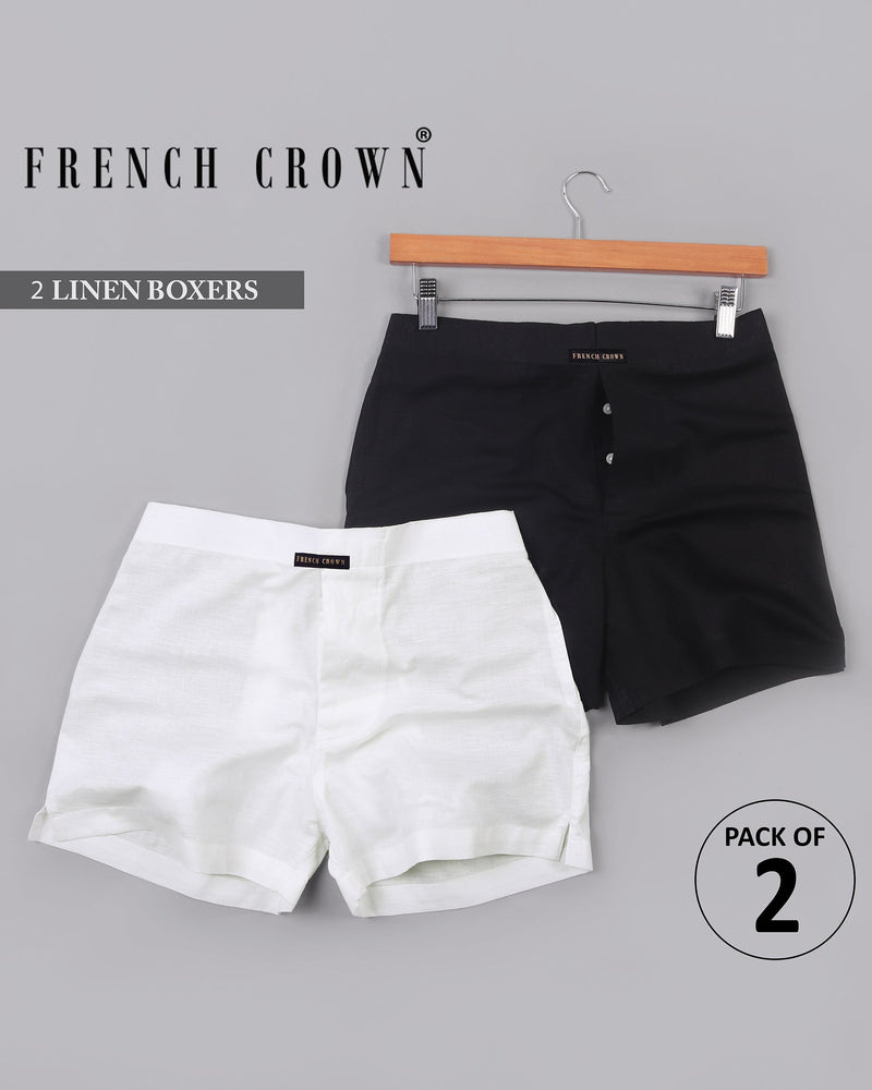 White Premium linen and Black Premium Linen Boxers BX047-28, BX047-38, BX047-34, BX047-36, BX047-30, BX047-32, BX047-40, BX047-42, BX047-44