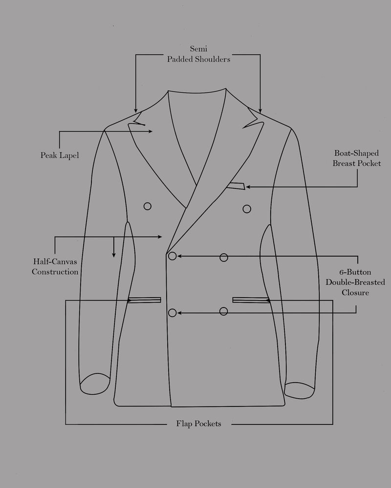 Gunmetal Blue Double Breasted Premium Cotton Suit
