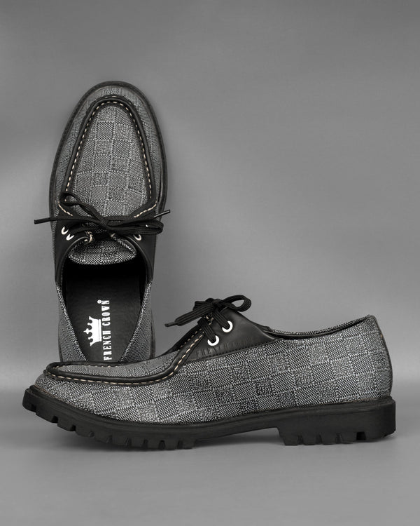 Grey Chessboard Patterned Boat Shoes FT006-6, FT006-7, FT006-8, FT006-9, FT006-10