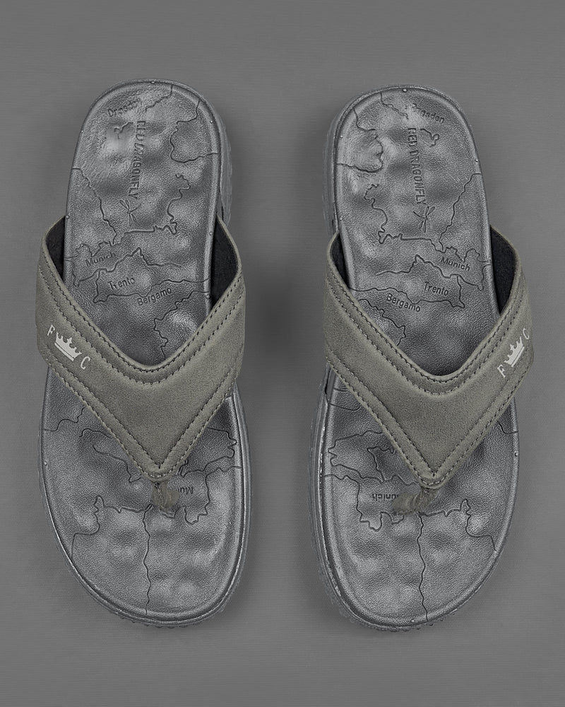 Grey Map Patterned Suede top comfortable Flip flops