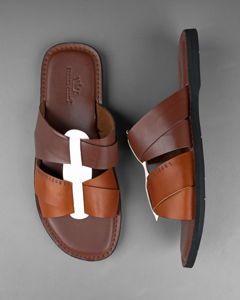 Brown with Tan and white patterned Sliders FT054-6, FT054-7, FT054-8, FT054-9, FT054-10