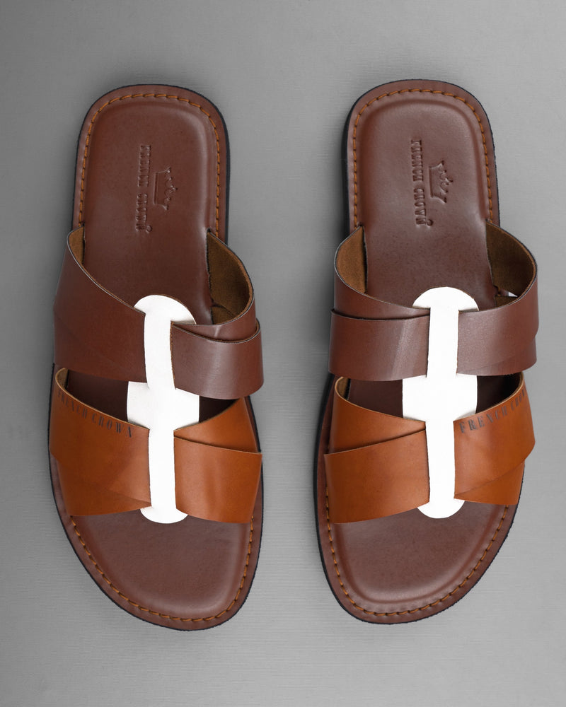 Brown with Tan and white patterned Sliders FT054-6, FT054-7, FT054-8, FT054-9, FT054-10