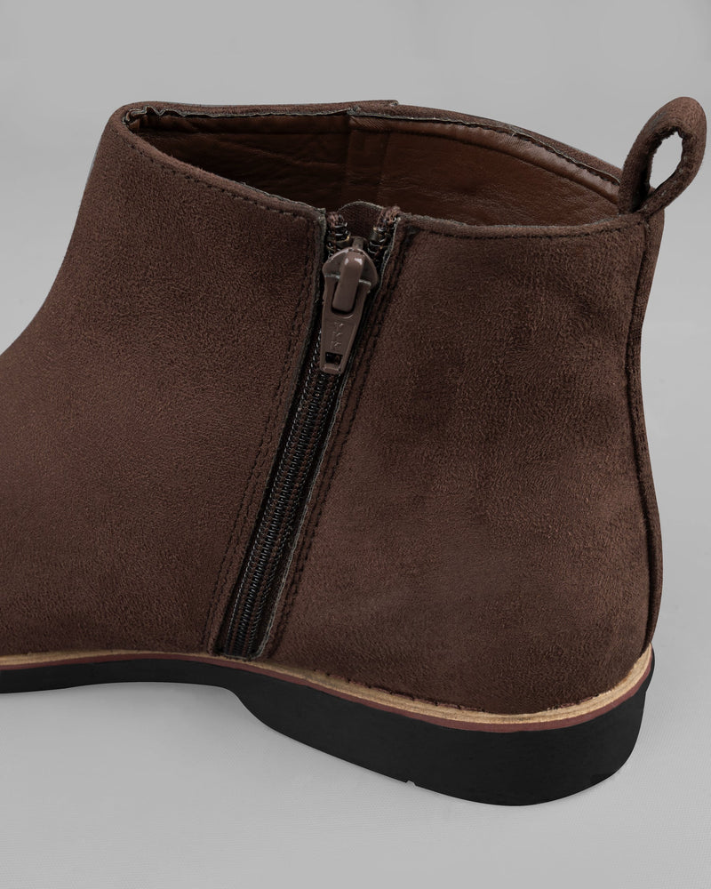 Taupe Brown Zipper suede Chelsea Boots