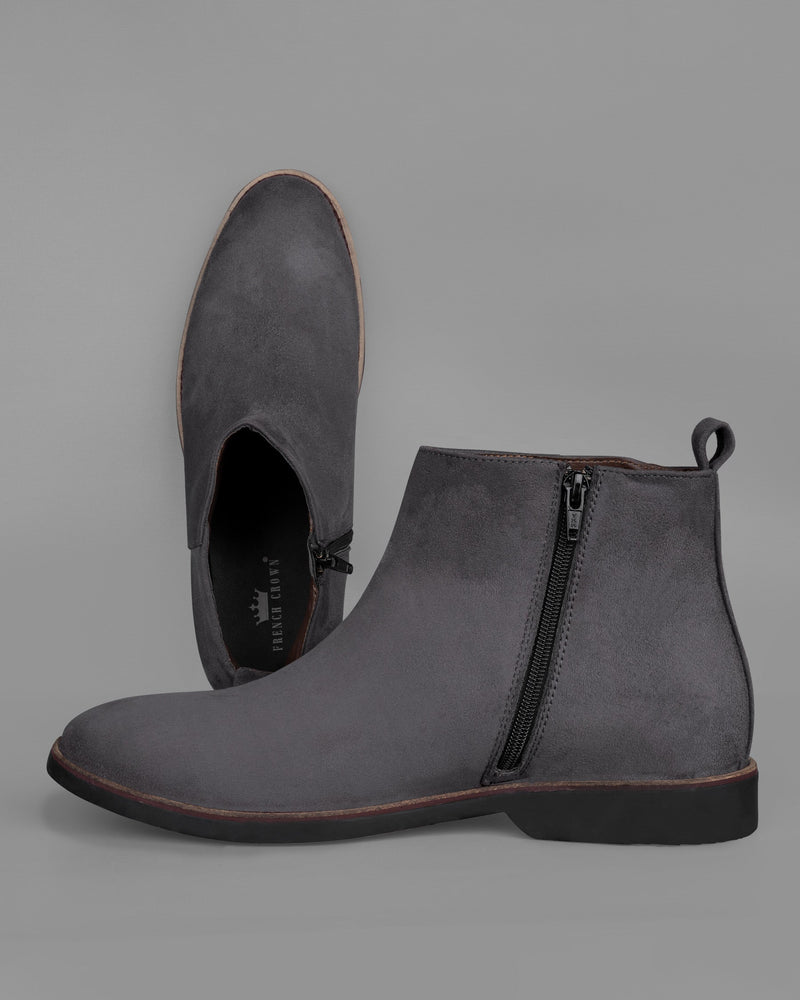 Window Gray Zipper suede Chelsea Boots