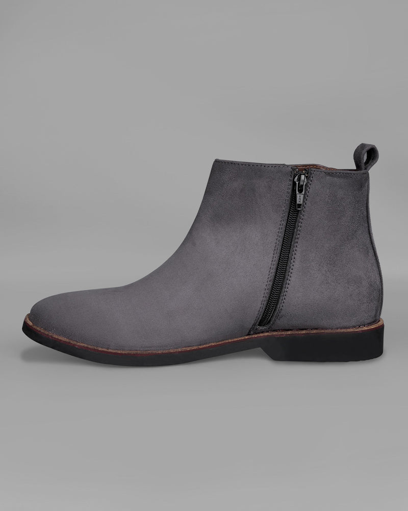 Window Gray Zipper suede Chelsea Boots