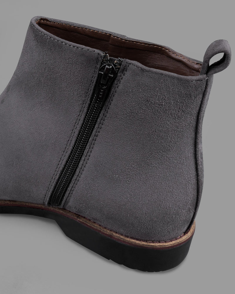 Window Gray Zipper suede Chelsea Boots