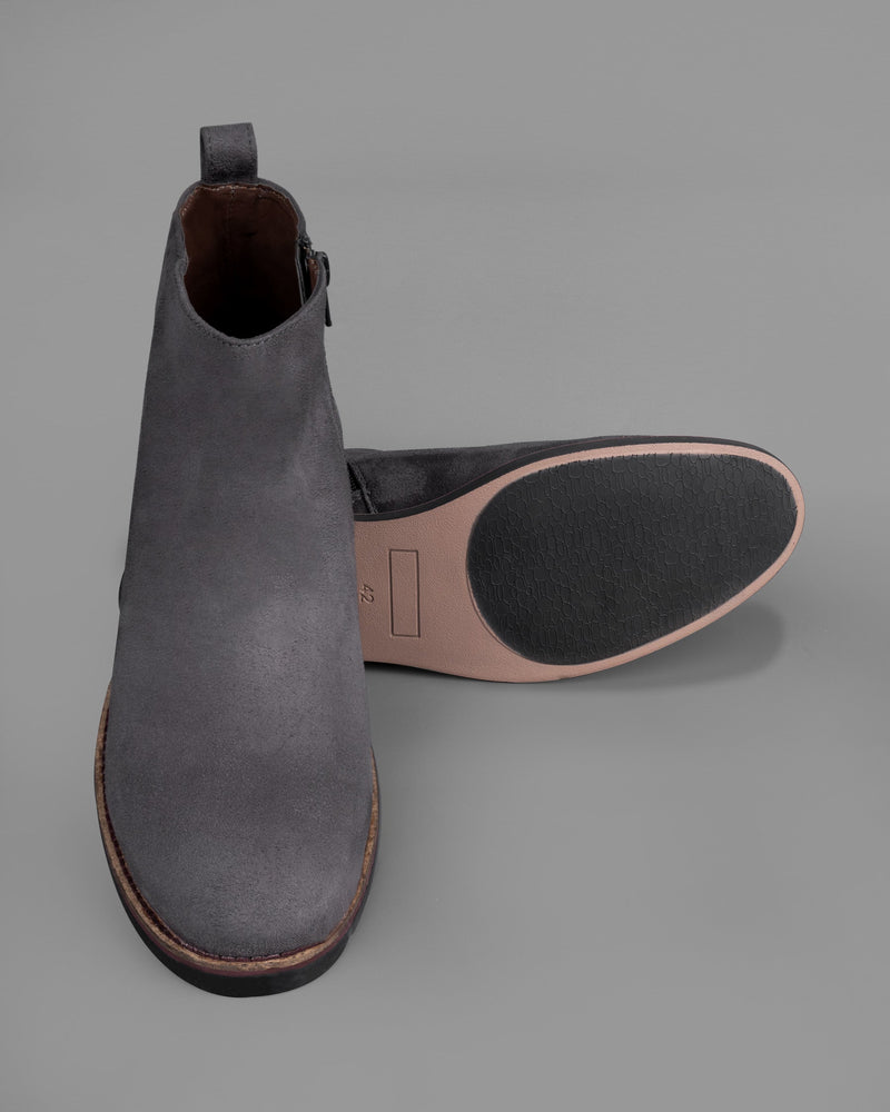 Window Gray Zipper suede Chelsea Boots