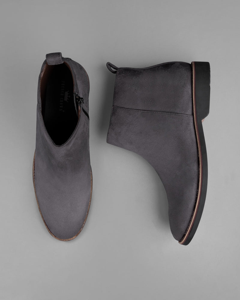 Window Gray Zipper suede Chelsea Boots