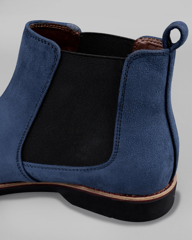 Polynesian Blue suede Chelsea Boots