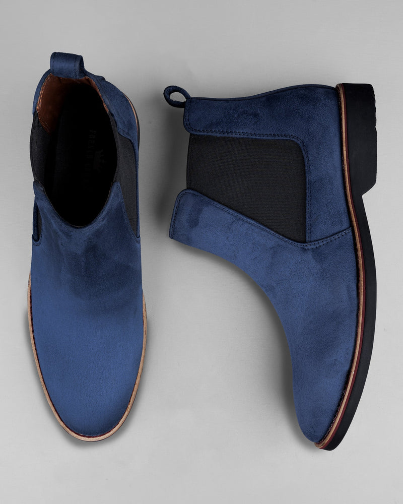 Polynesian Blue suede Chelsea Boots