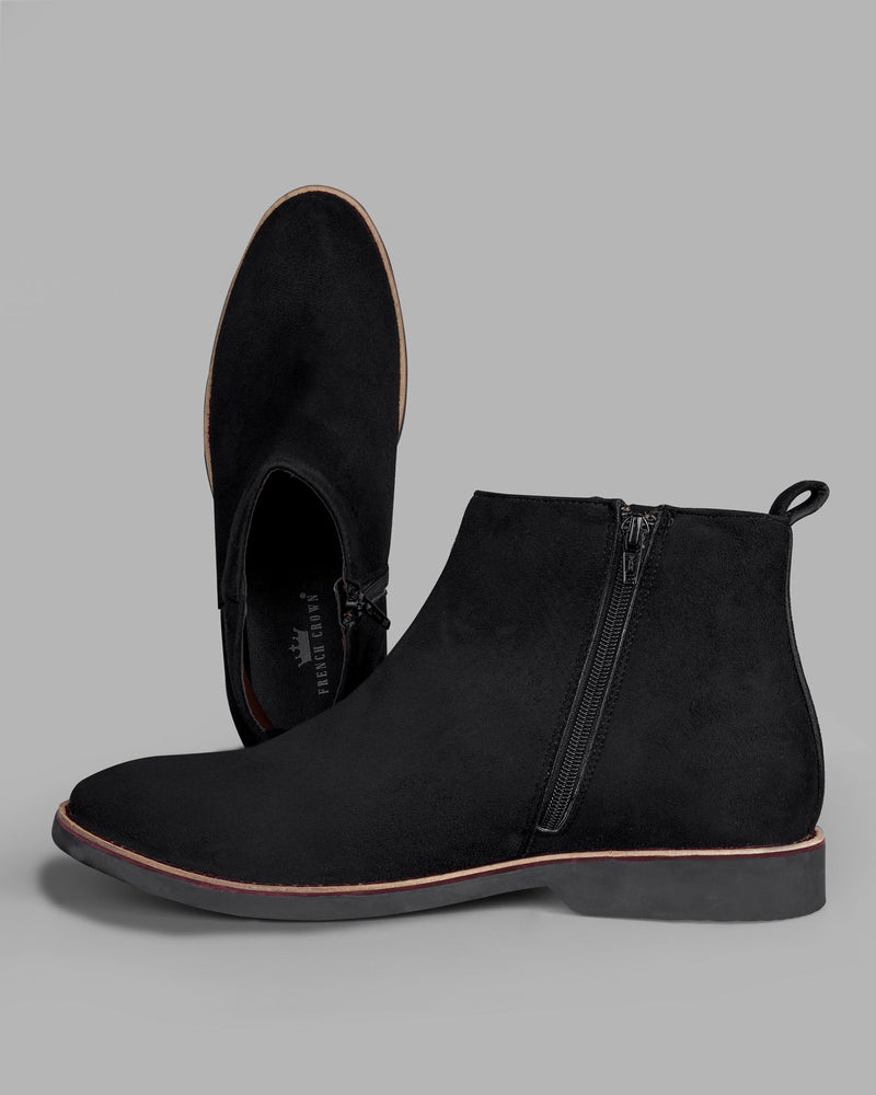 Jade Black Zipper suede Chelsea Boots