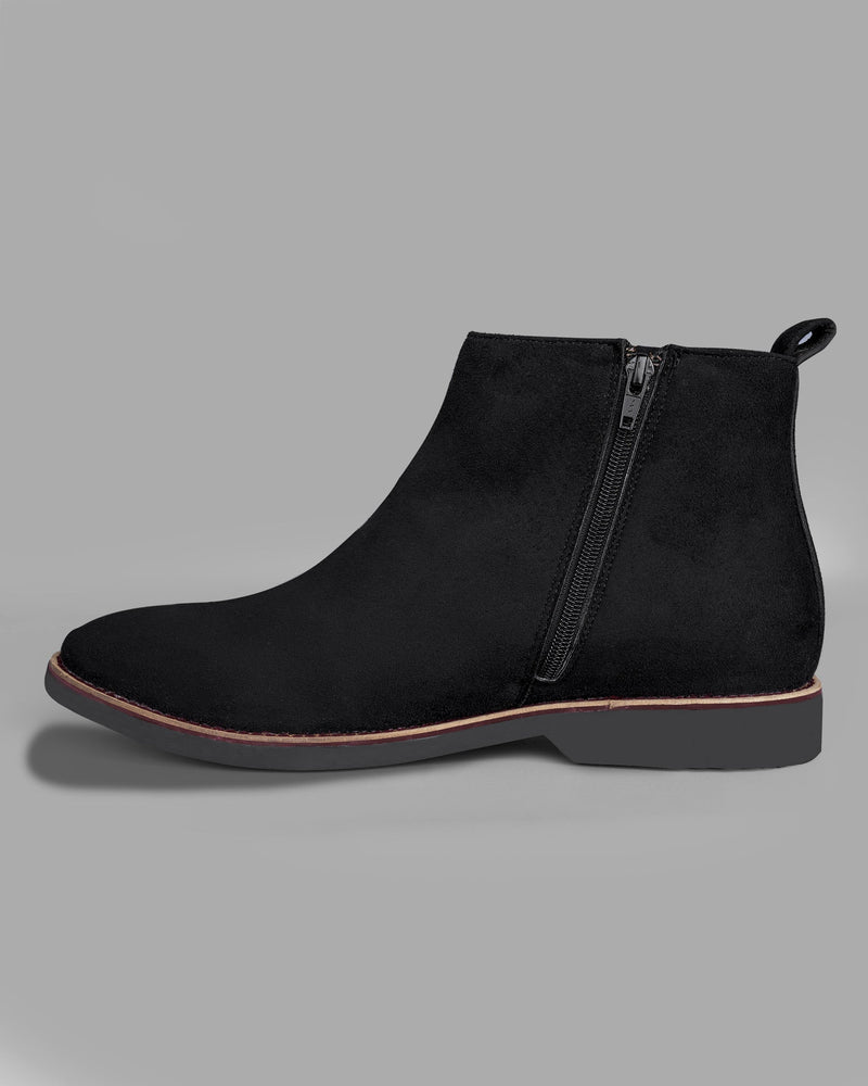 Jade Black Zipper suede Chelsea Boots