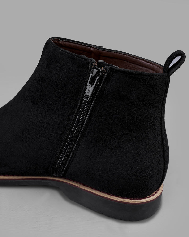 Jade Black Zipper suede Chelsea Boots