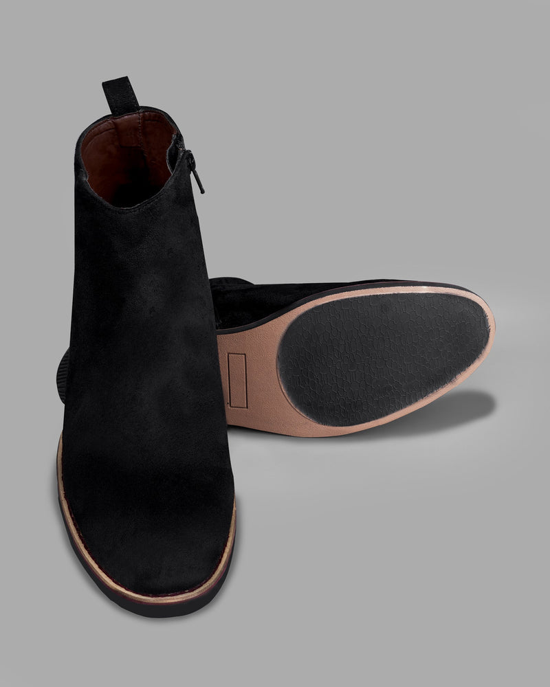 Jade Black Zipper suede Chelsea Boots