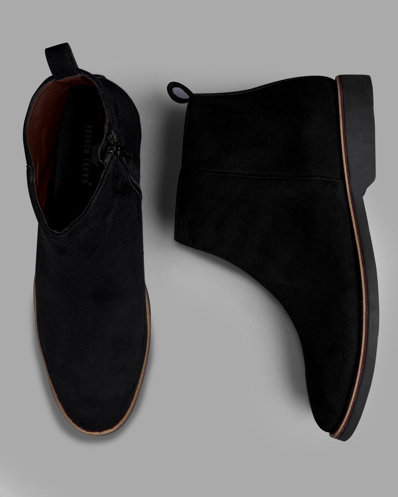 Jade Black Zipper suede Chelsea Boots