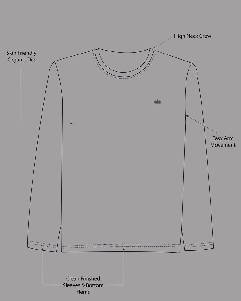 Light grey Slubbed Full-Sleeve Super soft Supima Organic Cotton Jersey T-shirt