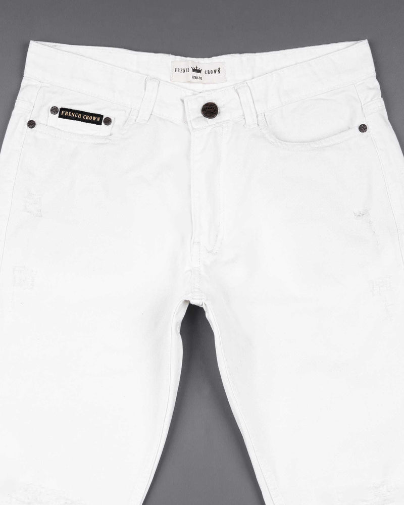 Bright White Distressed Stretchable Denim J104-32, J104-34, J104-36, J104-38, J104-40