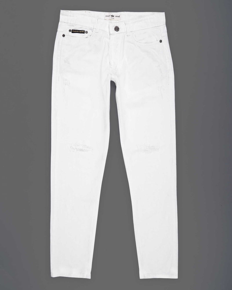 Bright White Distressed Stretchable Denim J104-32, J104-34, J104-36, J104-38, J104-40