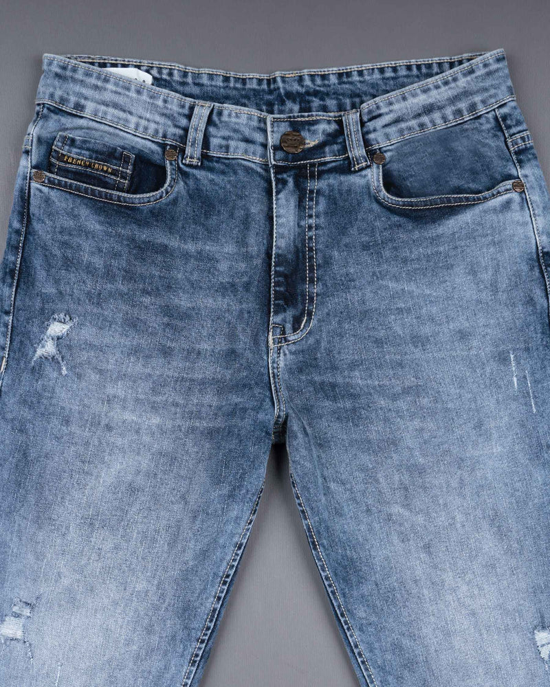 Lynch Blue Stone washed Mildly Distressed Stretchable Denim J136-32, J136-34, J136-36, J136-38, J136-40