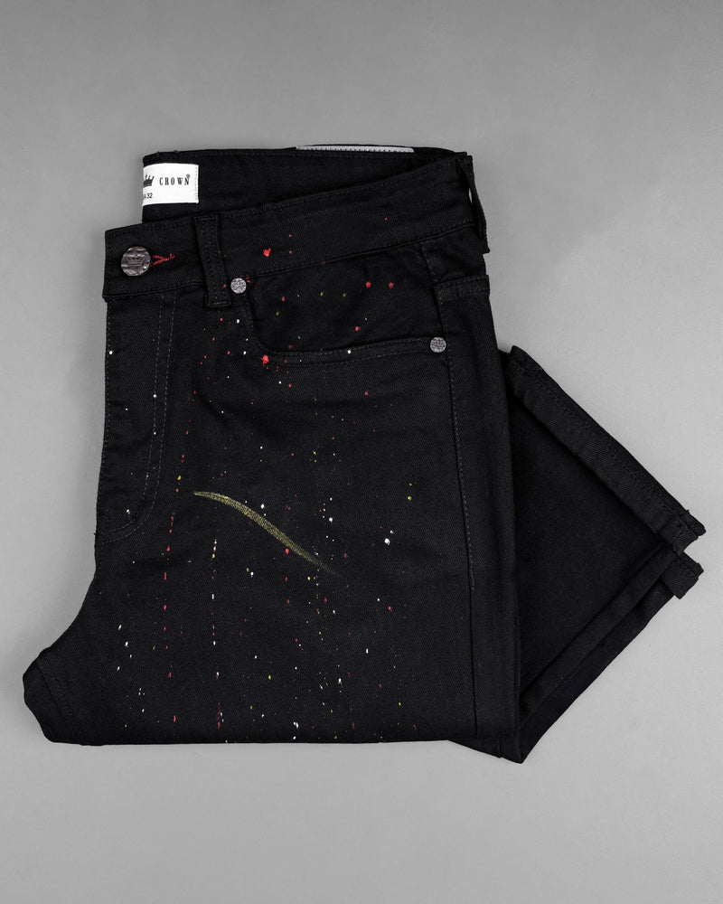 Jade Black Irregular Painting Color Print Stretchable Denim J141-32, J141-34, J141-36, J141-38, J141-40