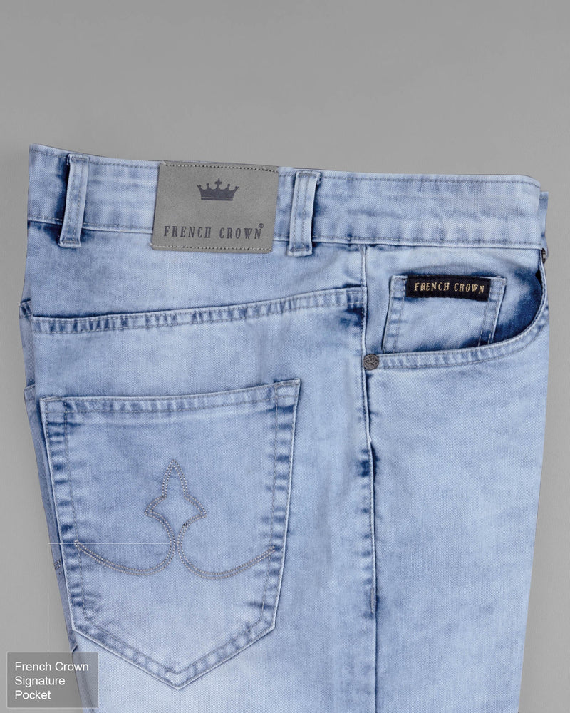 Heather Blue Stone Wash Clean Look Stretchable Denim J142-32, J142-34, J142-36, J142-38, J142-40