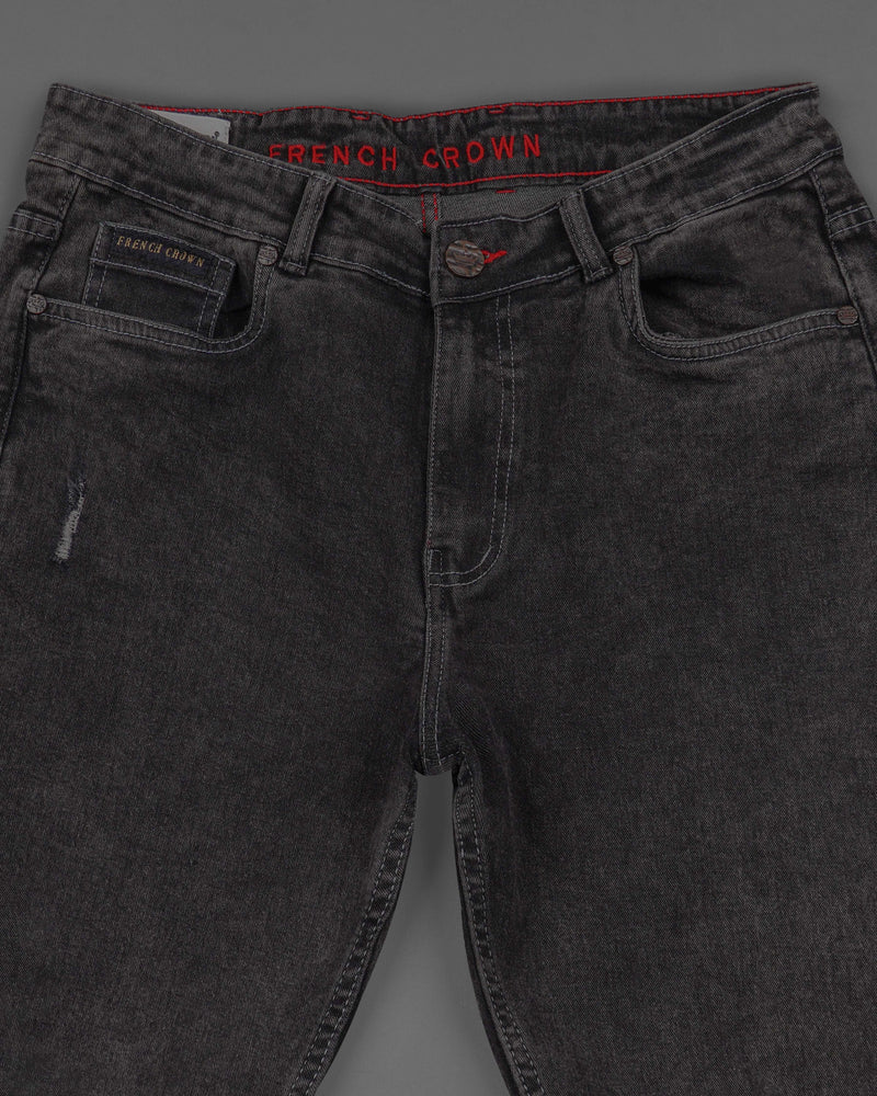 Piano Black with Gray Mildly Distressed Rinse Wash Stretchable Denim J155-32, J155-34, J155-36, J155-38, J155-40