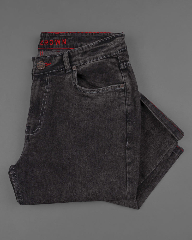 Piano Black with Gray Mildly Distressed Rinse Wash Stretchable Denim J155-32, J155-34, J155-36, J155-38, J155-40