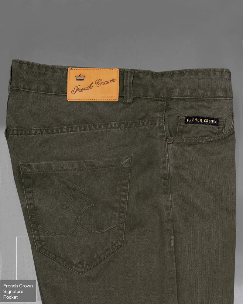 Olive Slim Fit Mid-Rise Clean Look Stretchable Denim J96-32, J96-34, J96-36, J96-38, J96-40